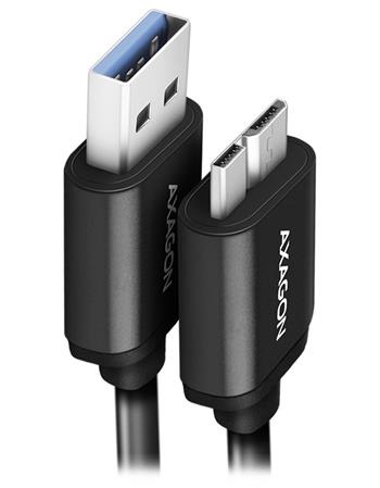 AXAGON BUMM3-AM10AB, SPEED kabel Micro-B USB <-> USB-A, 1m, USB 3.2 GEN 1, 3A, ALU, tpe, černý