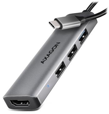 AXAGON HMC-H3A, USB 5Gbps hub, 3x USB-A, HDMI 4k/30Hz, kabel USB-C 15cm