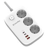 COLORWAY Prodlužovací napájecí přívod/ 3x Schuko/ 2x USB-A 60W/ 2x USB-C 65W/ kabel 2m