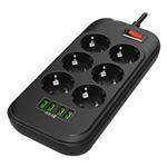 COLORWAY Prodlužovací napájecí přívod/ 6x Schuko/ 4x USB 5V / kabel 2m