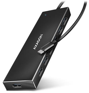 AXAGON HUE-F7C, 7x USB 3.2 Gen 1 ALU FLAT CHARGING hub, micro USB nap. konektor, kabel USB-C 30cm
