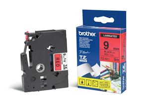 Brother - Popisovací pásková kazeta TZE-421, červená na černé, šířka 9mm