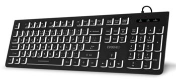 EVOLVEO K1010, klávesnice s bílým podsvícením, CZ+SK, černá