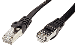 FTP patchkabel kat. 6, plochý, černý, 0,5m