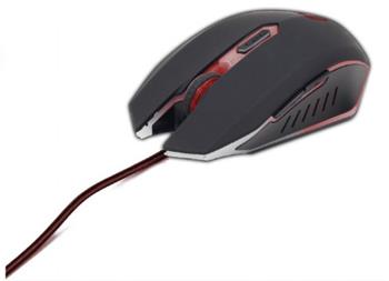 GEMBIRD MUSG-001-R herní optická myš, 2400 DPI, 6 tlačítek, USB, černá s červeným podsvícením