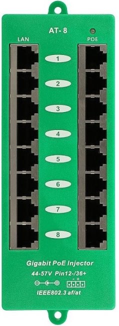 MaxLink Gigabitový 8-portový PoE panel, 802.3af/at