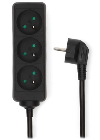 NEDIS napájecí prodlužovací zásuvka/ úhlová/ 3x zásuvka/ černá/ 1,5m