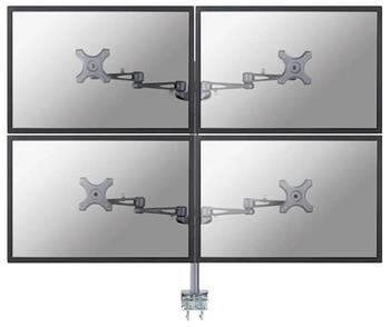 Neomounts FPMA-D935D4 /Držák displeje/na stůl/10-27"/svorka/3čepy/VESA 100X100/nosn.4x6kg/4 displeje/stříbrný