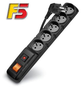 Rozvodný panel ACAR X5/3m 5x220V černý+přep.ochr.