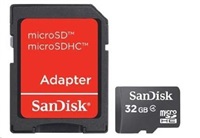 SanDisk MicroSDHC karta 32GB (Class 4) + adaptér