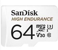 SanDisk MIcroSDXC karta 64GB High Endurance (R:100/W:40 MB/s, Class 10, U3 V30) + adaptér