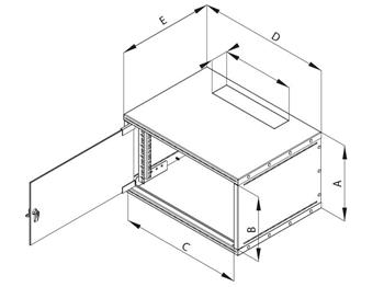 Triton 19" rozvaděč jednodílný 6U/400mm, DeltaX plech dveře