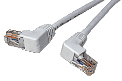 UTP patchkabel kat. 5e, lomené konektory (90°), bílý, 10m