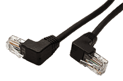 UTP patchkabel kat. 5e, lomené konektory (90°), černý, 5m