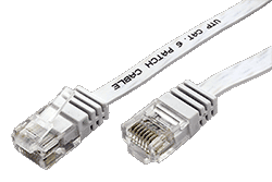 UTP patchkabel kat. 6, plochý, bílý, 3m