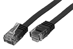 UTP patchkabel kat. 6, plochý, černý, 1,5m