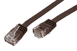 UTP patchkabel kat. 6, plochý, hnědý, 0,5m