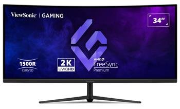 ViewSonic VX3418C-2K '34" 21:9, 3440 x 1440, VA, 1500R zakřivený, 180Hz, 1ms MPRT, 2 HDMI, 2 DP, speakers, výš. nast.