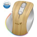 GENIUS Ergo 9000S Pro Pine Wood/ duální Bluetooth+2,4GHz/ 2400dpi/ bezdrátová/ 6 tlačítek/ dobíjecí/ RGB/ barva borovic