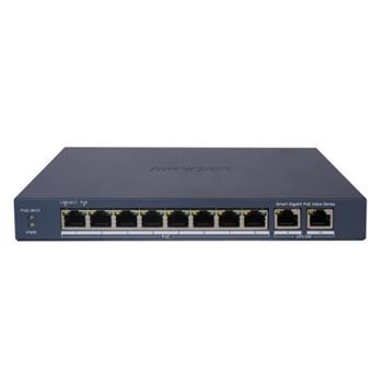 Hikvision DS-3E1510P-EI - Smart managed switch 8x Gb PoE + 2x Gb Uplink RJ-45, 110W, Super PoE - dosah až 300m