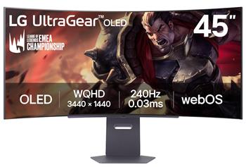 LG monitor zakřivený 45GX90SA-B 44,5 " OLED/3440x1440/21:9/275cd/m2/240 HZ/0,03ms/ DP/HDMI/USB-C/LAN/7Wx2/výškově stav.
