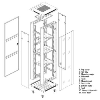 Linkbasic stojící skříně 19'' 42U 800x800mm - černá (prosklené dveře)