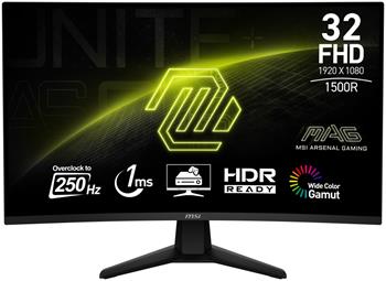 MSI Gaming MAG 32C6X/ 31,5"/ 1920x1080/ VA/ 4ms/ 250Hz/ 250cd/m2/ 3000:1/ HDMI/ DP/ VESA/ černý