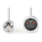 NEDIS napájecí prodlužovací zásuvka/ úhlová/ 1x zásuvka/ bílá/ 3m