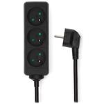 NEDIS napájecí prodlužovací zásuvka/ úhlová/ 3x zásuvka/ černá/ 1,5m