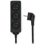 NEDIS napájecí prodlužovací zásuvka/ úhlová/ 3x zásuvka/ černá/ 3m