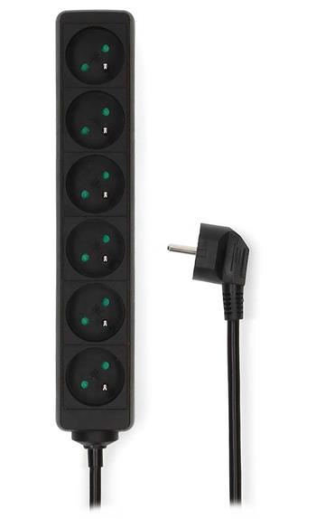 NEDIS napájecí prodlužovací zásuvka/ úhlová/ 6x zásuvka/ černá/ 1,5m