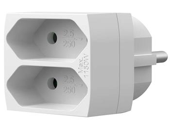 NEDIS síťový rozbočovač/ 2x zásuvka typu C (bez kolíku)/ 250 V AC 50/60 Hz/ 2,5 A/ 1100 W/ bílý