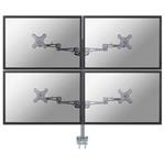 Neomounts FPMA-D935D4 /Držák displeje/na stůl/10-27"/svorka/3čepy/VESA 100X100/nosn.4x6kg/4 displeje/stříbrný