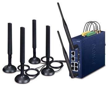 Planet dual 5G/LTE bezpečnostní brána, 2x WAN + 3x LAN, DI/DO, GPS, WiFi, DIN, IP30, -45/+75°C, dual 9-54VDC