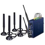 Planet dual 5G/LTE bezpečnostní brána, 2xWAN + 3xLAN/1xSFP, DI/DO, GPS, WiFi, DIN, IP30, -45/+75°C, dual 9-54VDC