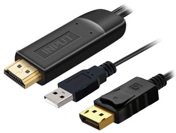 PremiumCord Kabel HDMI 2.0 na DisplayPort 1.2 pro rozlišení 4K@60Hz, 2m