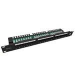 Solarix - 19" Patch panel 24 x RJ45 CAT5E UTP černý  s vyvazovací lištou