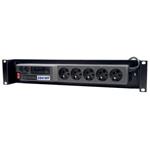 Solarix Acar 19"  rozvodný panel 2U 5x230V ČSN vypínač, bleskojistka,černý, 3m