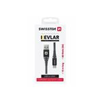 SWISSTEN DATOVÝ KABEL KEVLAR USB / USB-C 1,5 M ANTRACIT