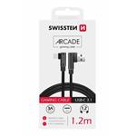 SWISSTEN TEXTILNÍ DATOVÝ KABEL ARCADE USB / USB-C 1,2 M ČERNÝ
