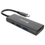 Swissten usb-c hub 4-in-1 (usb-c 100w, hdmi 4k, 2x usb-a) aluminium