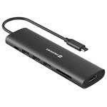 Swissten usb-c hub 7-in-1 (usb-c 100w, hdmi 4k, 1x usb-a 3.0, 2x usb-a 2.0, sd, micro sd) aluminium