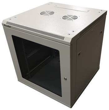 XtendLan 12U/600x600, na zeď, jednodílný, složený, skleněné dveře, šedý-osobní odběr,bez krabice