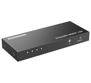 XtendLan HDMI prepínac, 3 vstupy / 1 výstup, do 4k@60Hz (2160p), dálkové ovládání (IR)